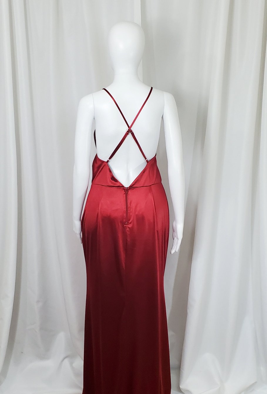 Red Satin Sleeveless Dress