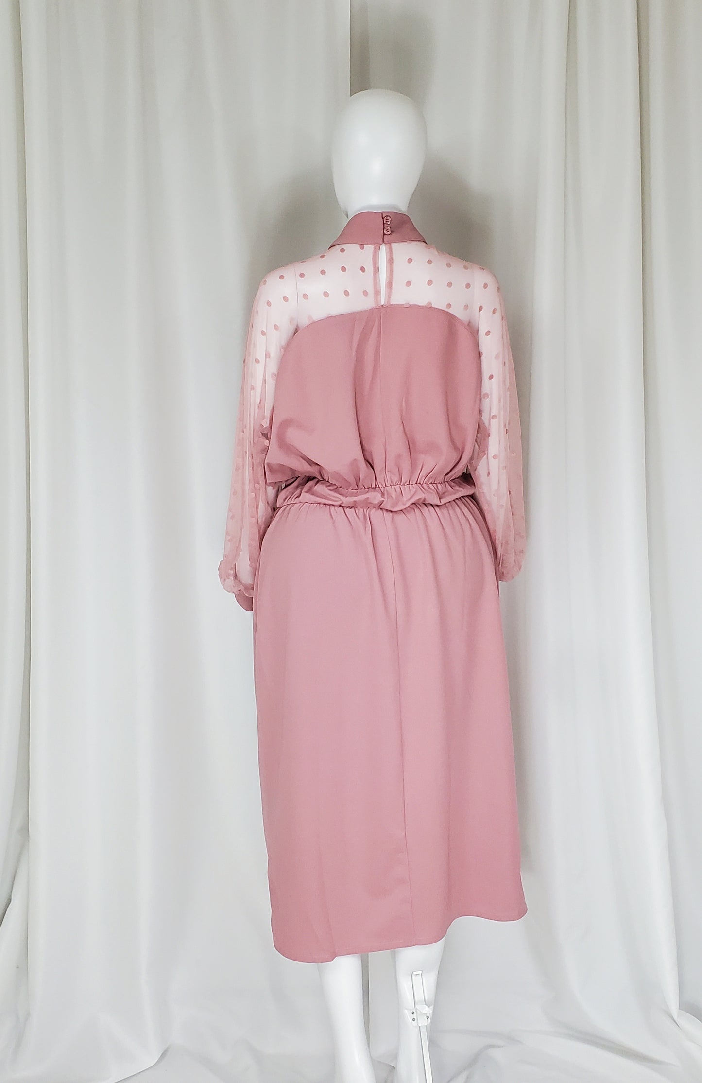 Mauve Dress with Polka Dot Sleeves