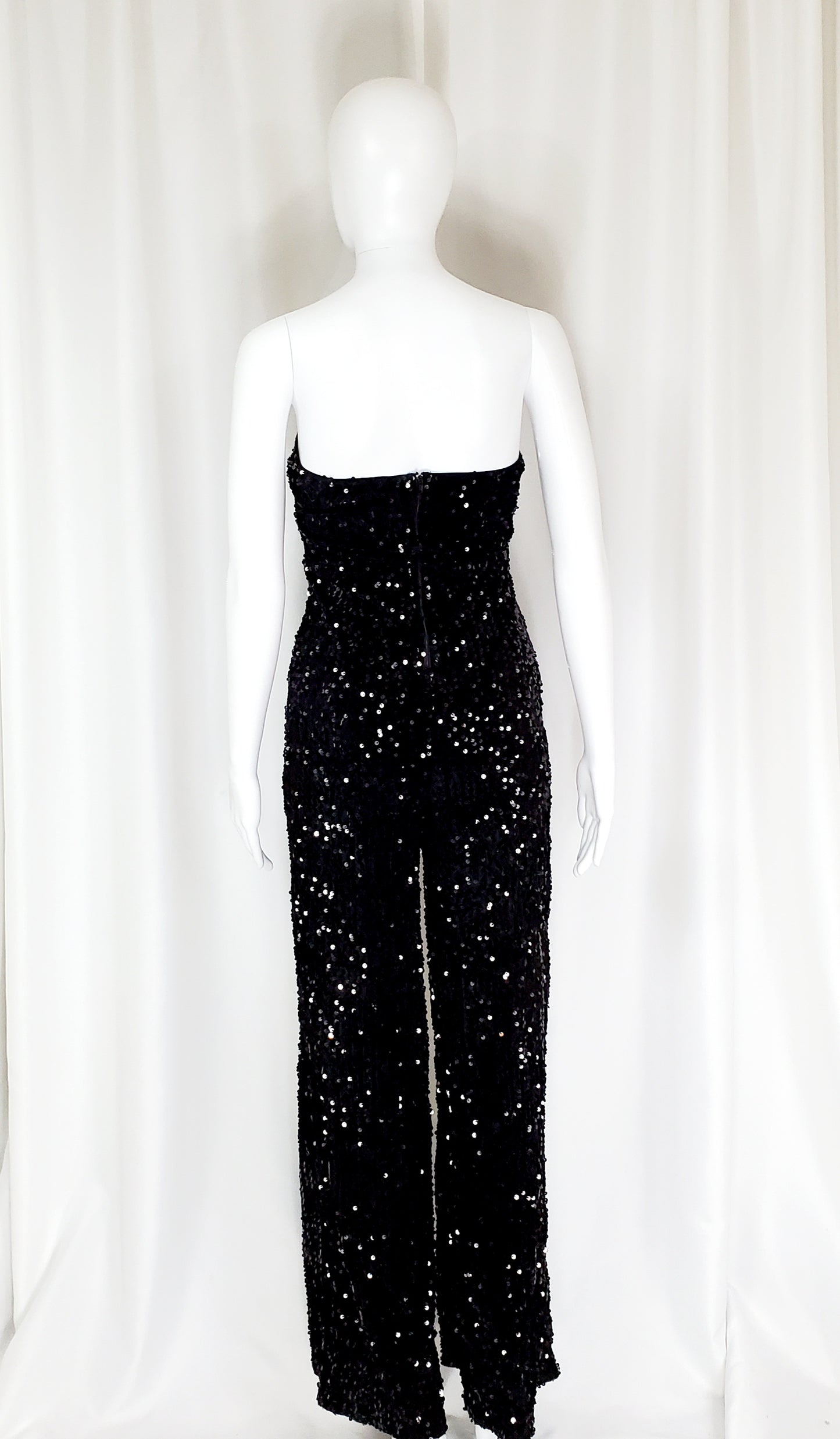 Black Sequin Sleeveless Romper