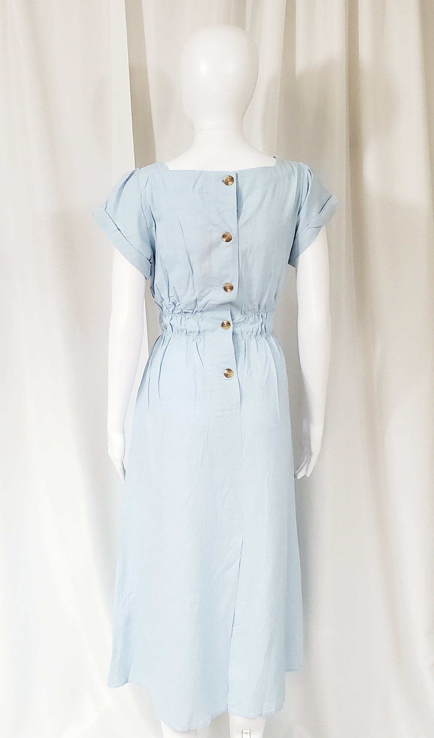 Linen Maxi Dress (Blue)