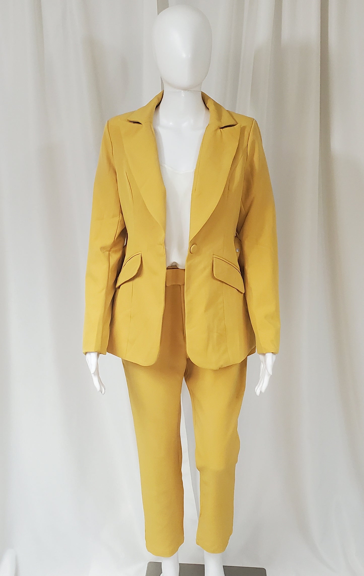 Belted Single Button Suit (Mustard)