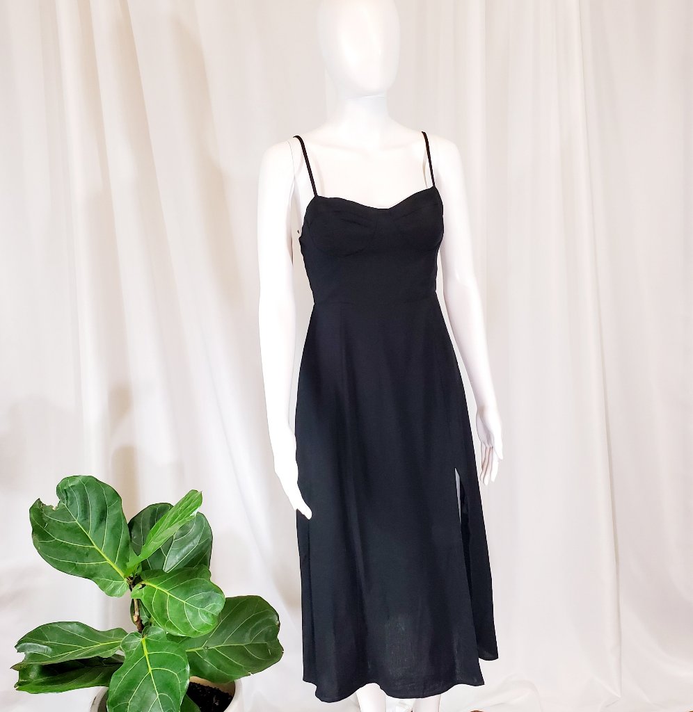 Black Linen Sleeveless Dress