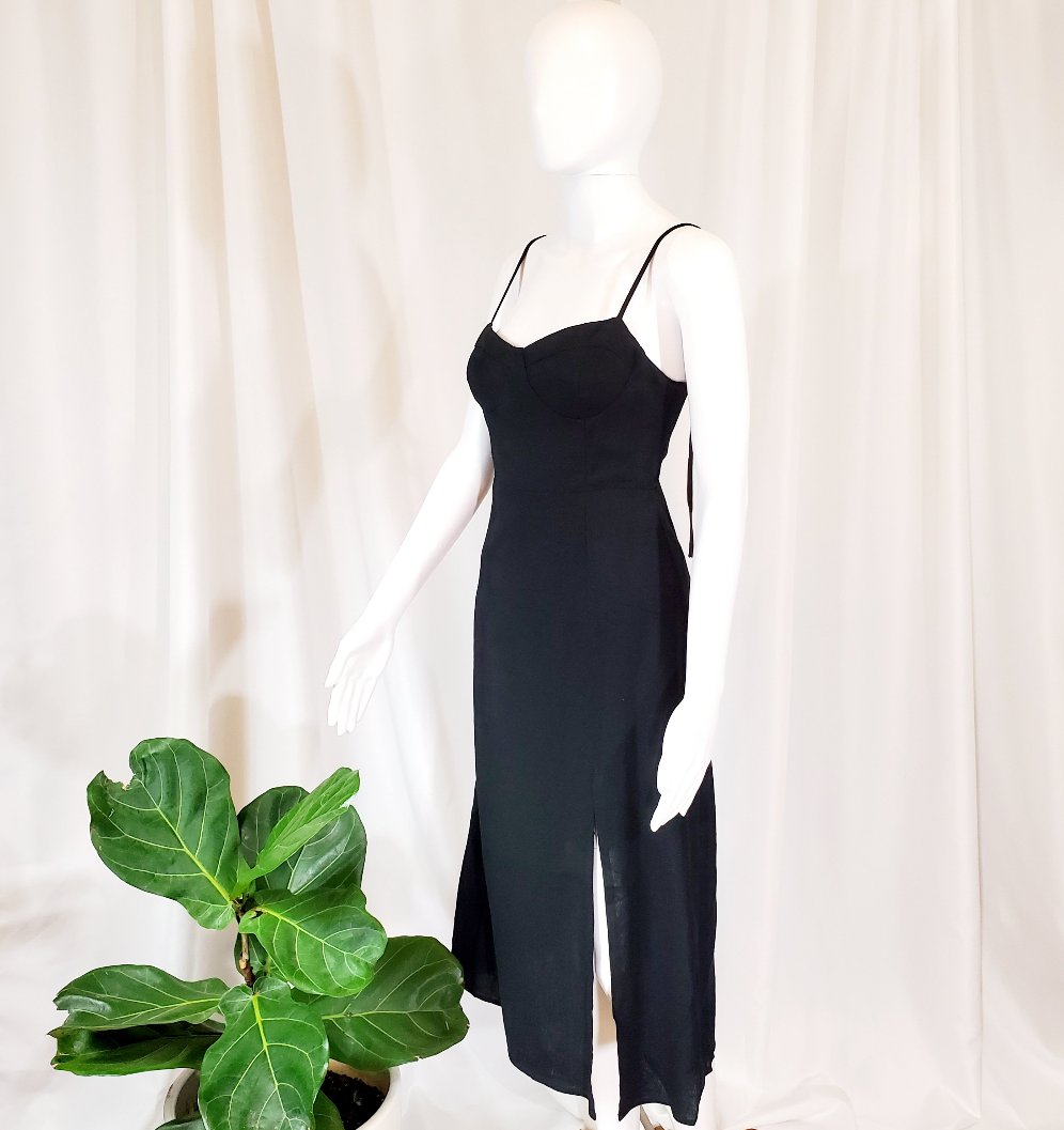 Black Linen Sleeveless Dress