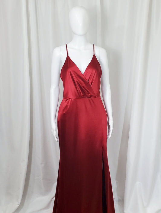 Red Satin Sleeveless Dress