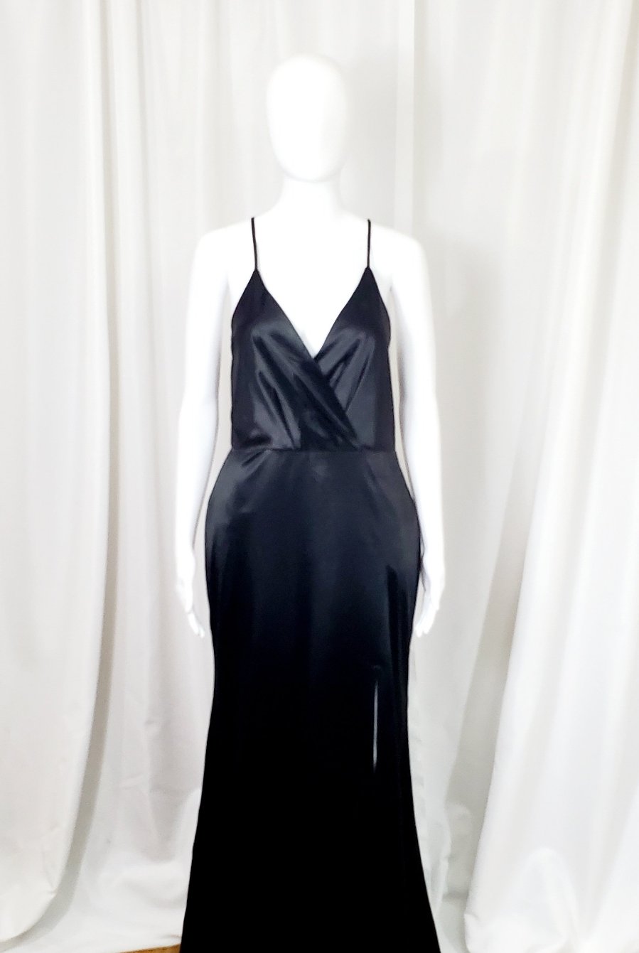 Black Satin Sleeveless Dress