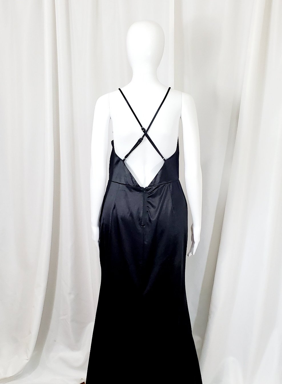 Black Satin Sleeveless Dress