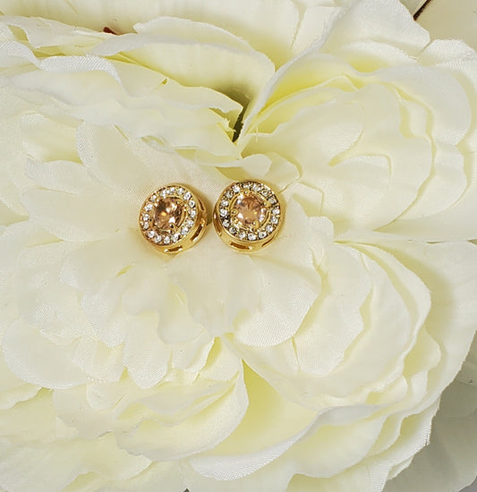 Gold Pave Stud Earrings