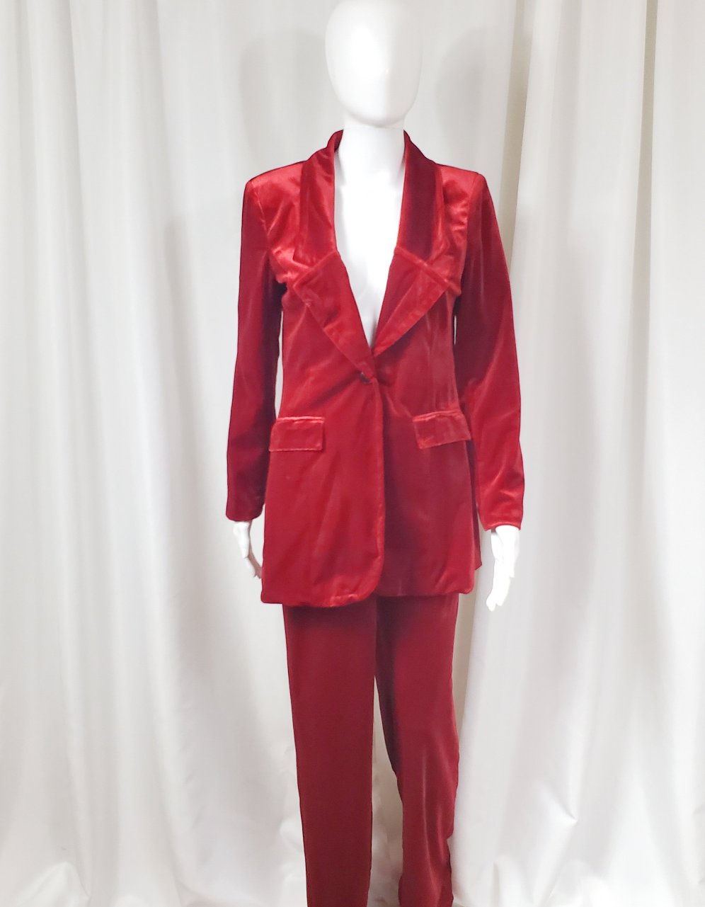 SP Curves-Velvet Pants Suit (Cranberry)