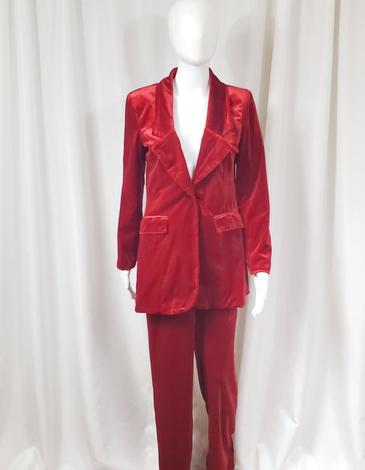 Velvet Pants Suit (Cranberry)