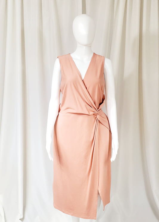 Faux Wrap Dress with High Split