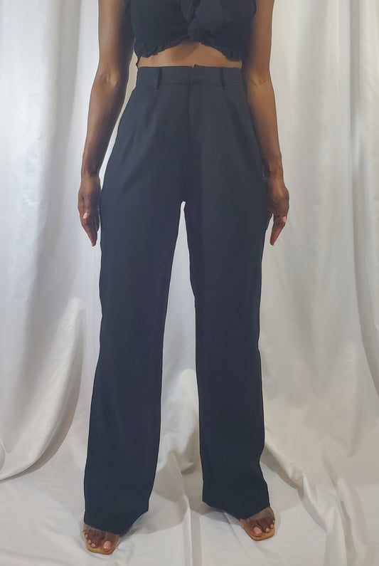 Black High Waisted Linen Pants